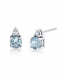 Aquamarine (1/2 ct. t. w. ) & Diamond (1/20 ct. t. w. ) Earrings in 14k White Gold