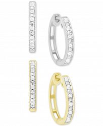 2-Pc. Set Diamond Hoop Earrings (1/6 ct. t. w. ) in Sterling Silver & 14k Gold-Plated Sterling Silver