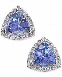 Effy Tanzanite (3/4 ct. t. w. ) and Diamond (1/8 ct. t. w. ) Stud Earrings in 14k White Gold