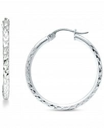 Giani Bernini Medium Textured Hoop Earrings in Sterling Silver, 1-1/8", Created for Macy's