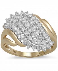 Diamond Diagonal Cluster Ring (1 ct. t. w. ) in 10k Gold