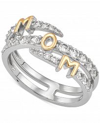Lab-Created White Sapphire Mom Wrap Ring (3/4 ct. t. w. ) in Sterling Silver & 14k Gold-Plate