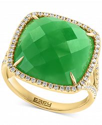 Effy Dyed Green Jade & Diamond (1/3 ct. t. w. ) Halo Statement Ring in 14k Gold