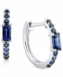 Sapphire Extra Small Hoop Earrings (1/2 ct. t. w. ) in 14k White Gold, 0.43"