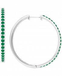 Sapphire (2-1/10 ct. t. w. ) Medium Hoop Earrings (2 ct. t. w. ) in Sterling Silver, 1.46" (Also in Emerald)
