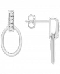 Diamond Oval Doorknocker Drop Earrings (1/10 ct. t. w. ) in Sterling Silver