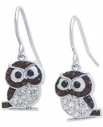 Giani Bernini Crystal Owl Drop Earrings in Sterling Silver, Created for Macy's