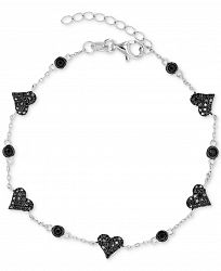 Black Spinel Heart Chain Bracelet (1-1/4 ct. t. w. ) in Sterling Silver