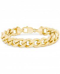 Men's Beveled Curb Link Chain Bracelet in 14k Gold-Plated Sterling Silver
