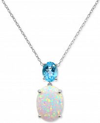 Lab-Created Opal (4-1/3 ct. t. w. ) & Sky Blue Topaz (2 ct. t. w. ) 18" Pendant Necklace in Sterling Silver