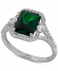 Lab-Created Emerald (2-1/10 ct. t. w. ) and White Sapphire (3/8 ct. t. w. ) Ring in Sterling Silver