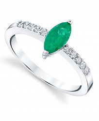 Emerald (5/8 ct. t. w. ) & Diamond (1/6 ct. t. w. ) Ring in 14k White Gold