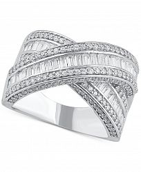 Diamond Baguette Crossover Statement Ring (1 ct. t. w. ) in 14k White Gold