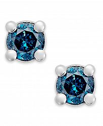 Blue Diamond Stud Earrings (1/10 ct. t. w. ) in 10k White Gold