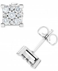 Diamond Square Cluster Stud Earrings (1/2 ct. t. w. ) in 14k White Gold