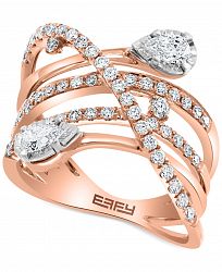 Effy Diamond Multirow Statement Ring (7/8 ct. t. w. ) in 14k Rose and White Gold