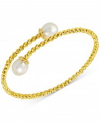 Cultured Freshwater Pearl (8-1/2mm) Beaded Bypass Bangle Bracelet in 14k Gold-Plated Sterling Silver