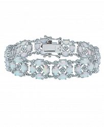 Opal (12-1/2 ct. t. w) and White Topaz (1/2 ct. t. w) Tennis Bracelet in Sterling Silver