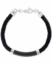 Effy Men's Leather Bracelet in Sterling Silver