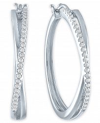 Diamond Crossover Hoop Earrings (1/4 ct. t. w. ) in Sterling Silver