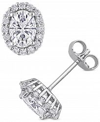 Lab-Created Moissanite Oval Halo Stud Earrings (2-1/3 ct. t. w. ) in Sterling Silver