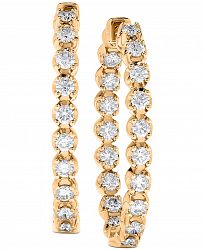 Diamond (1-1/2 ct. t. w. ) Inside-Out Oval Medium Hoop Earrings in 14k White or Yellow Gold, 1.25"