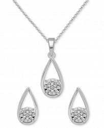 2-Pc. Set Diamond Teardrop Pendant Necklace & Matching Stud Earrings (1/6 ct. t. w. ) in Sterling Silver or 14k Gold-Plated Sterling Silver