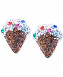 Crystal Ice Cream Cone Stud Earrings in Sterling Silver