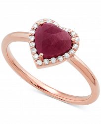 Ruby (1-7/8 ct. t. w. ) & Diamond (1/10 ct. t. w. ) Heart Halo Ring in 14k Rose Gold