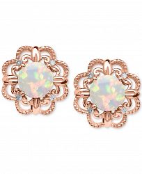 Opal (5/8 ct. t. w. ) and Diamond Accent Earrings in 14k Rose Gold