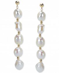 Black Cultured Freshwater Baroque Pearl (11-12mm) Drop Earrings in 14k Gold (Also in White & Pink Cultured Freshwater Baroque Pearl)