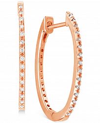 Diamond Small Skinny Hoop Earrings (1/10 ct. t. w. ) in 10k Rose Gold, 0.75"