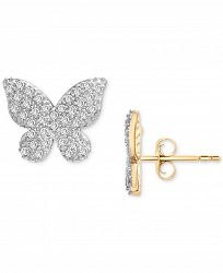 Wrapped Diamond Butterfly Stud Earrings (1/6 ct. t. w. ) in 14k Gold Created for Macy's (Also Available in Black Diamond)