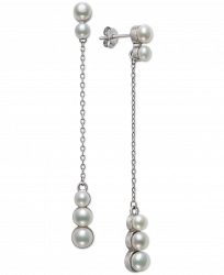 Belle de Mer Cultured Freshwater Button Pearl (4-6mm) Linear Chain Drop Earrings in Sterling Silver, Created for Macy's