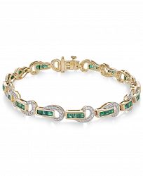 Emerald (2-1/2 ct. t. w. ) and Diamond (5/8 ct. t. w. ) Swirl Link Bracelet in 14k Gold