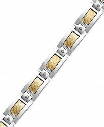 Men's Inlay Diamond Bracelet (1/5 ct. t. w. ) in Stainless Steel and 18k Gold