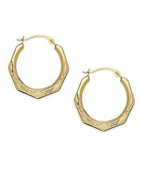 Hexagon Hoop Earrings in 10k Gold