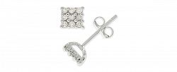 Diamond Square Cluster Stud Earrings (1/5 ct. t. w. ) in Sterling Silver