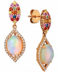 Le Vian Opal (1-5/8 ct. t. w. ), Multi-Sapphire (1/2 ct. t. w. ) and Diamond (1/4 ct. t. w. ) Drop Earrings in 14k Rose Gold