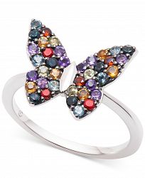 Multi-Gemstone Butterfly Statement Ring (7/8 ct. t. w. ) in Sterling Silver