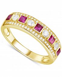 Lab-Created Ruby (1/4 ct. t. w. ) & Lab-Created White Sapphire (1/3 ct. t. w. ) Band in 14k Gold-Plated Sterling Silver