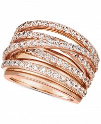Le Vian Nude Diamond Multirow Crisscross Statement Ring (1-7/8 ct. t. w. ) in 14k Rose Gold