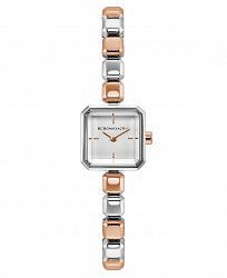 Bcbgmaxazria Ladies Two Tone Rose Gold Bracelet Watch with Silver Square Dial, 20mm
