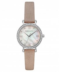 Bcbgmaxazria Ladies Pink Leather Strap Watch with Light Mop Dial, 30mm