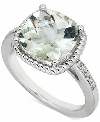 Pink Amethyst (3 ct. t. w. ) & Diamond (1/20 ct. t. w. ) Ring in Sterling Silver (Also in Blue Topaz & Green Quartz)