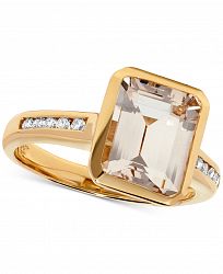 Morganite (3 ct. t. w. ) & Diamond (1/8 ct. t. w. ) Ring in 14k Gold