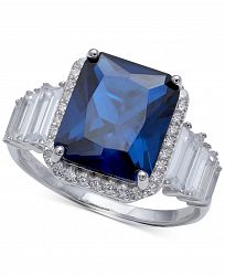 Cubic Zirconia Blue Statement Ring in Sterling Silver