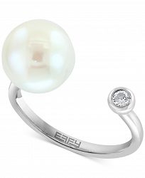 Effy Collection Cultured Freshwater Pearl Ring (8-1/2mm) & White Topaz (1/10 ct. t. w. ) Ring in Sterling Silver (Also in Tahitian Pearl)
