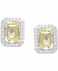 Canary Quartz (2-1/5 ct. t. w. ) & Lab-Created White Sapphire (1/4 ct. t. w. ) Halo Stud Earrings in Sterling Silver