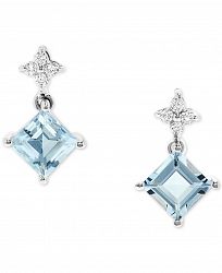 Aquamarine (2-1/3 ct. t. w. ) & Diamond (1/6 ct. t. w. ) Drop Earrings in 14k White Gold
